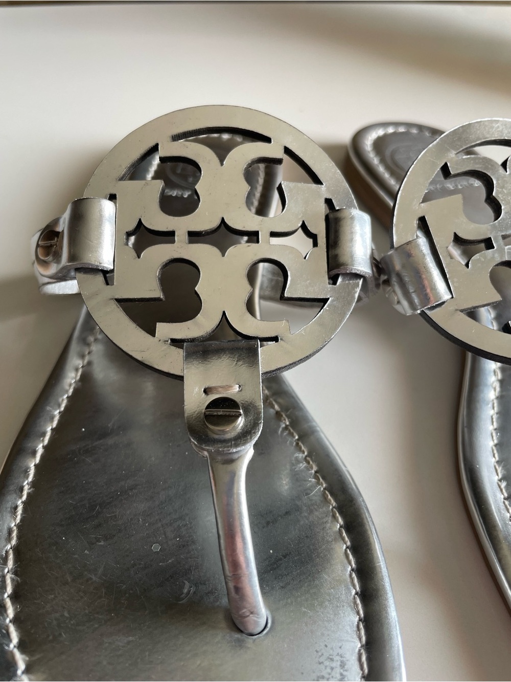 Tory Burch Miller Sandals in Silver Argento Size 7 - Picture 6 of 10